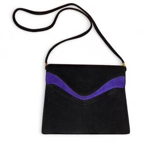 Vintage black and purple Fashion Influences envelope clutch purse